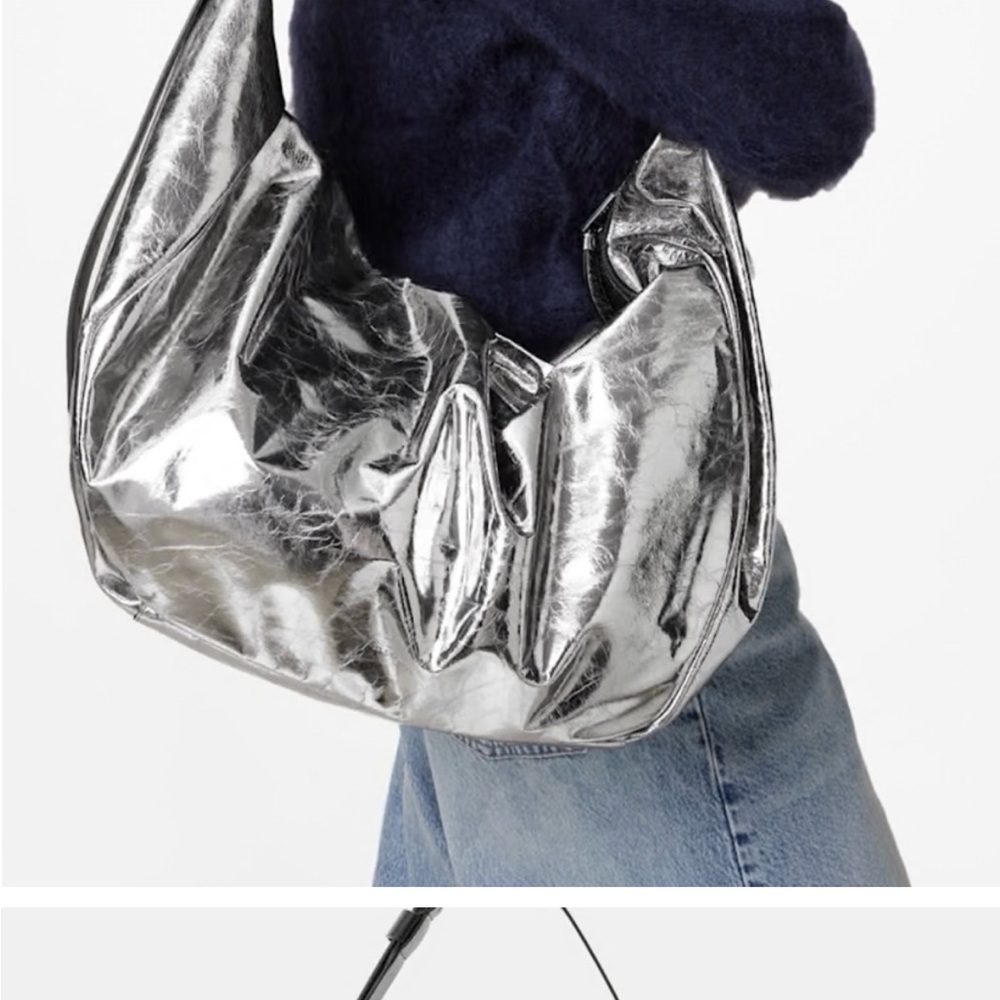 All Saints Silver Madea oversized Women's Bag leather NWOT